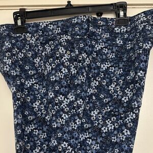 Talbots Blue Ditsy Floral Straight Leg Jeans Plus Size 16 EUC